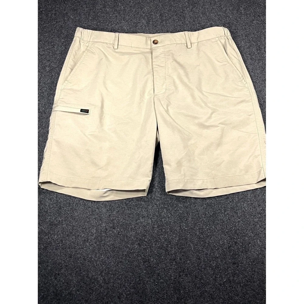 Greg Norman Golf Shorts Men 36 Beige Stretch Mid Rise Comfort Performance Casual